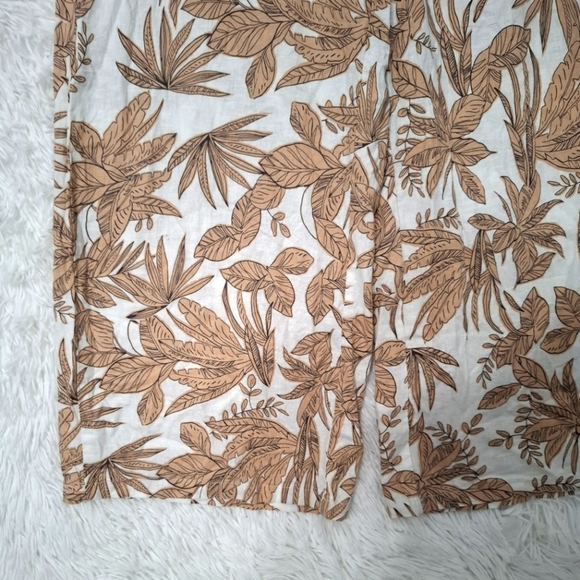 Nicole Miller Pants Womens Size Large Wide Leg Linen Blend Tropical Leaf Beachy - Picture 13 of 13